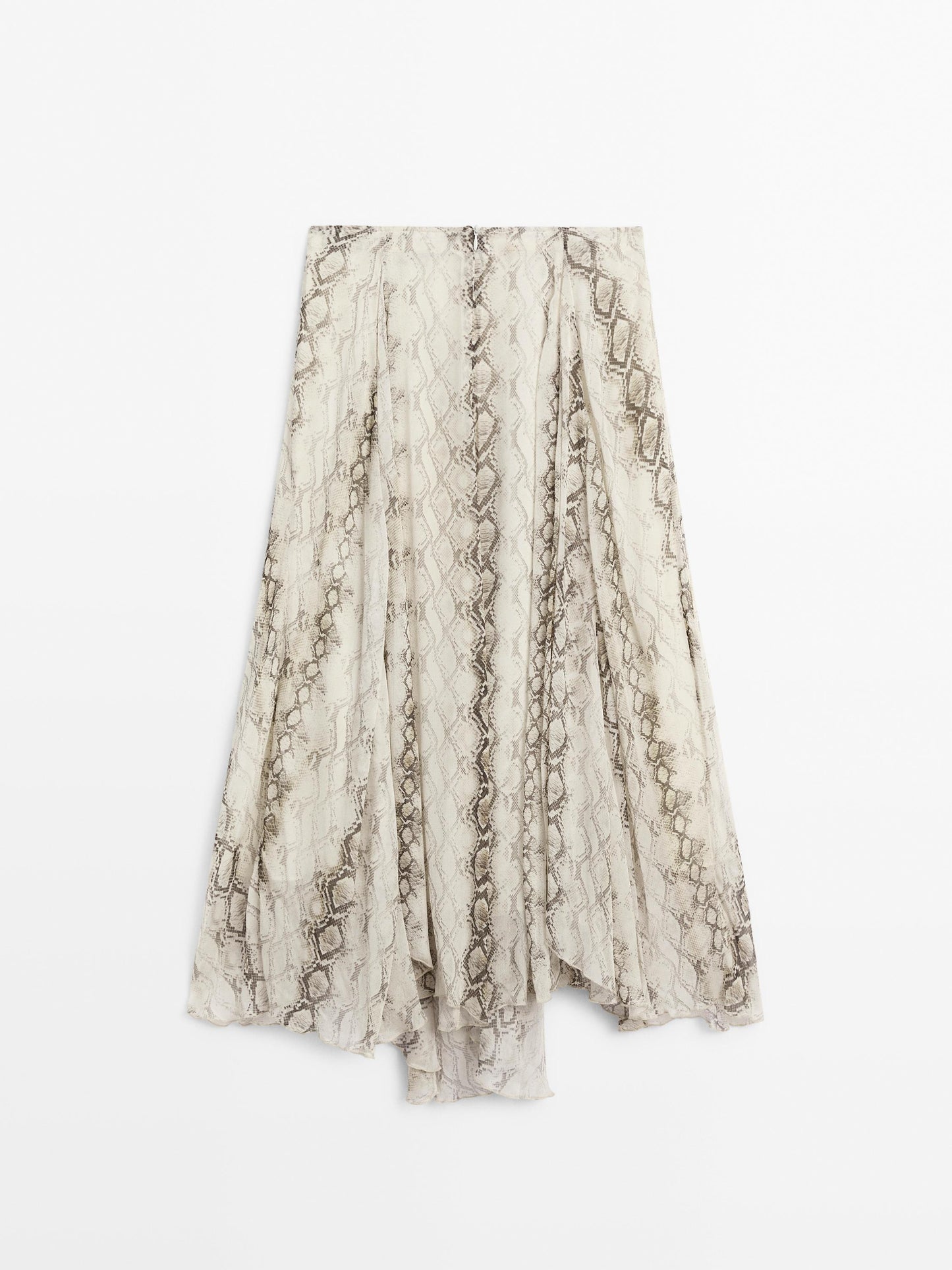 Snakeskin print midi skirt with flounce