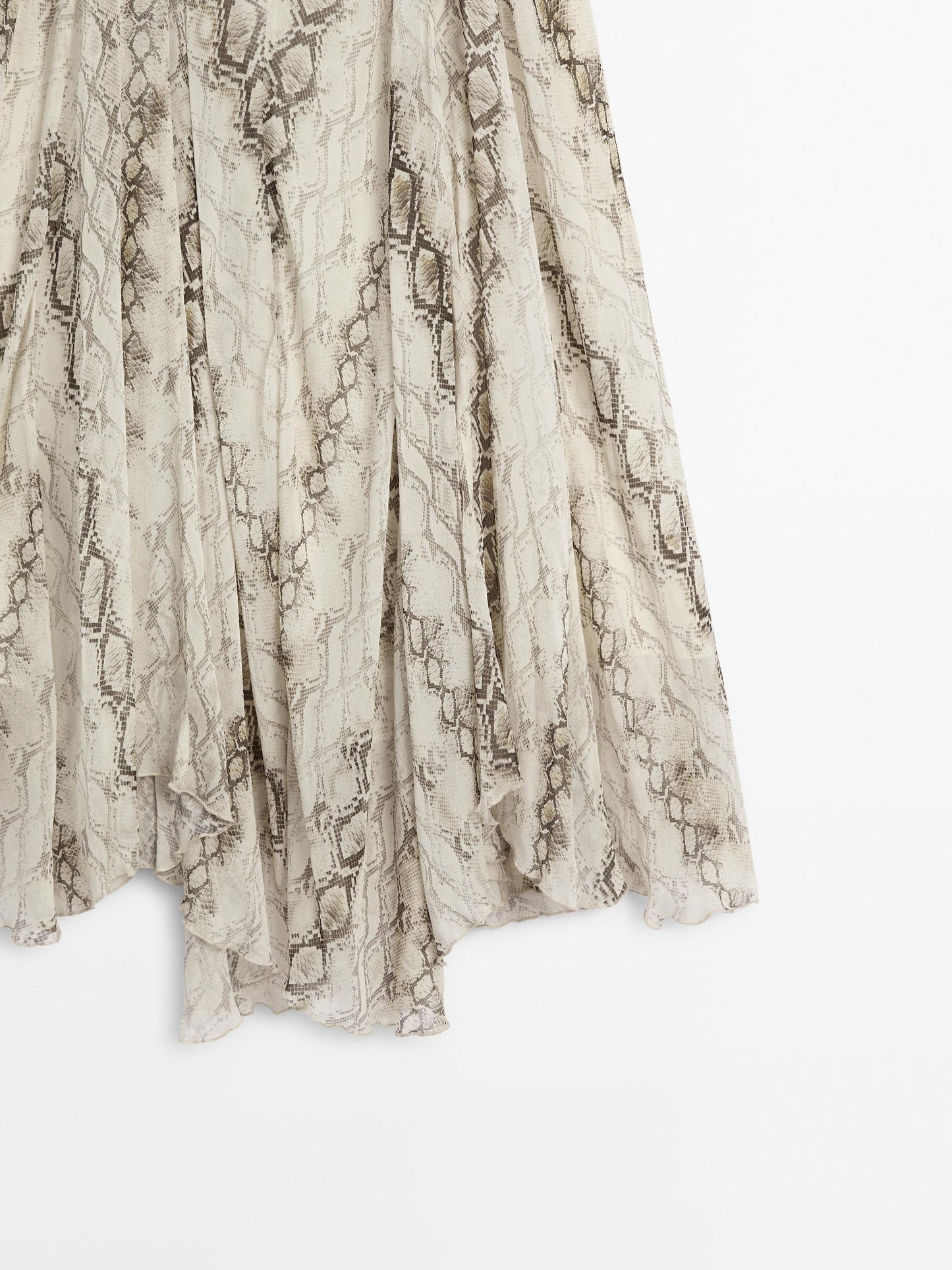 Snakeskin print midi skirt with flounce