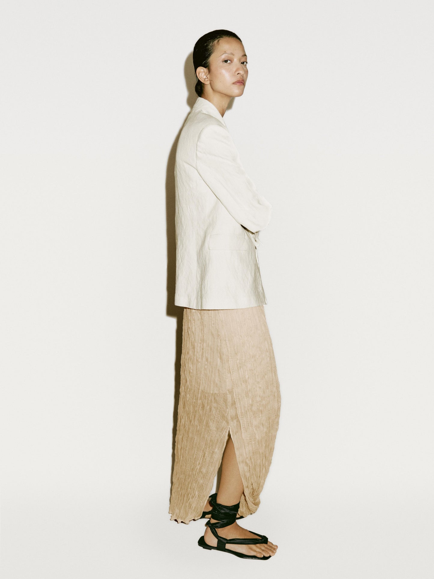 Pleated Skirt Turned-Up Detail