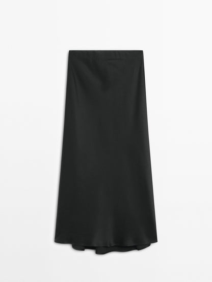 Satin midi skirt