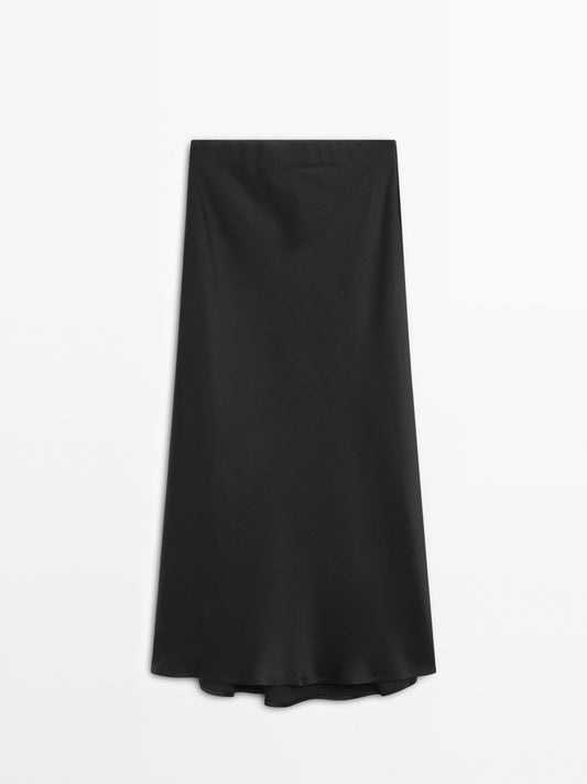 Satin midi skirt