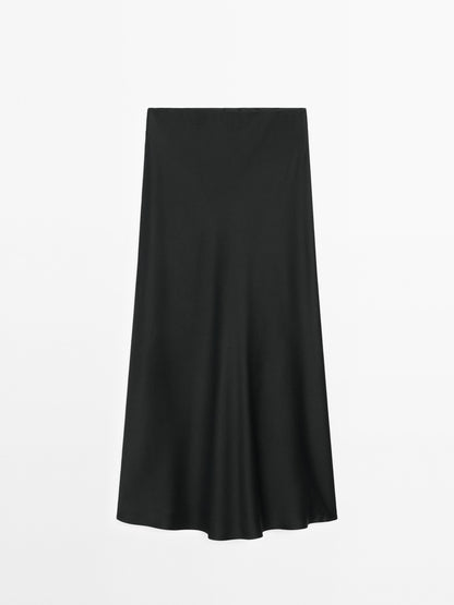 Satin midi skirt