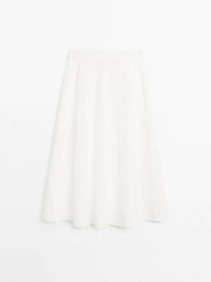 Flared midi skirt with seam details
