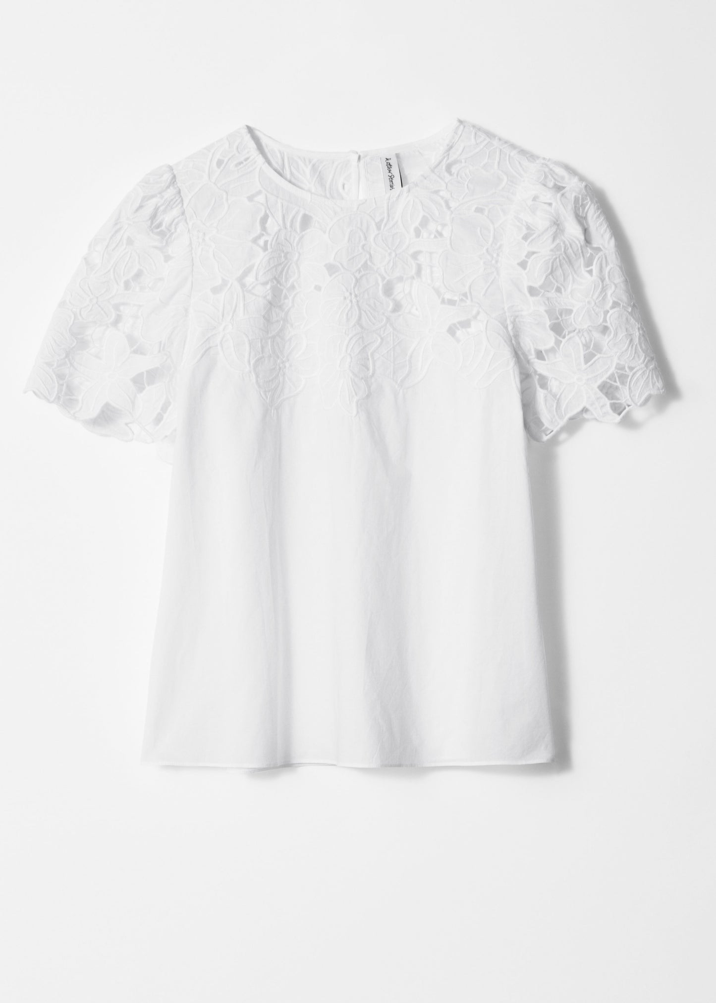 Short-Sleeve Floral-Embroidery Blouse