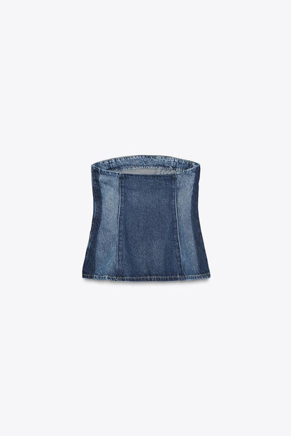 TRF Denim Bandeau Top