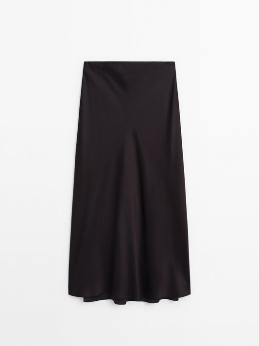 Satin midi skirt