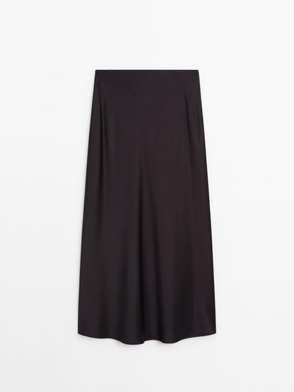 Satin midi skirt