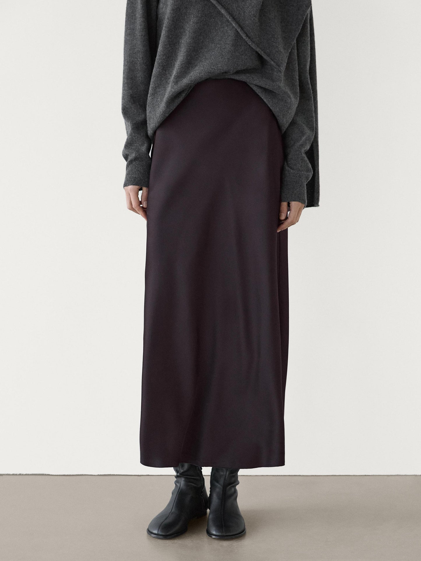 Satin midi skirt