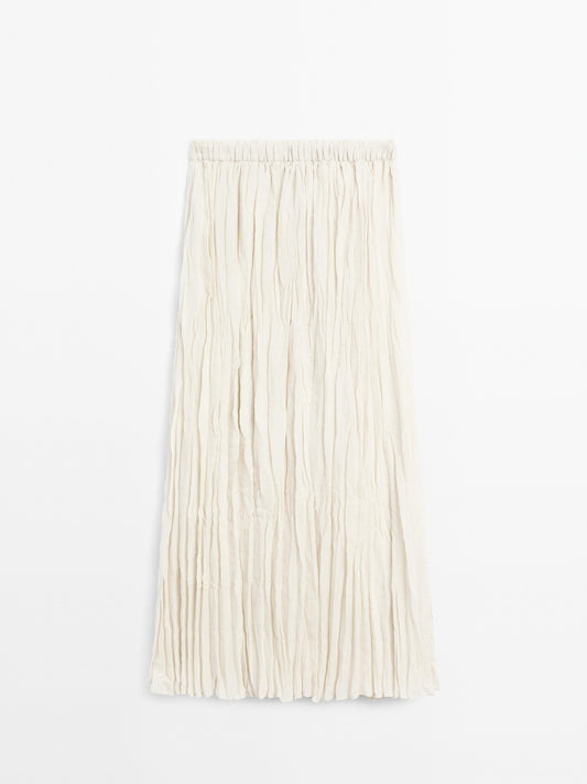 Flared pleated midi skirt