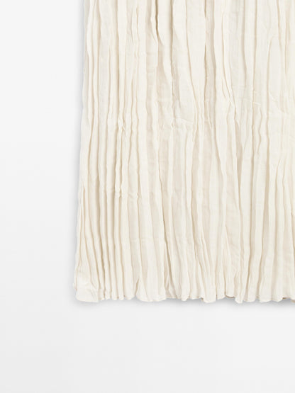 Flared pleated midi skirt