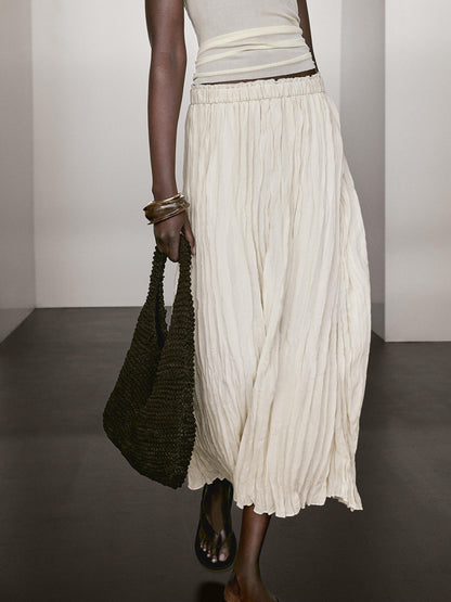 Flared pleated midi skirt