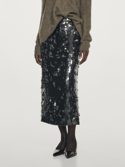 Midi skirt with sequins