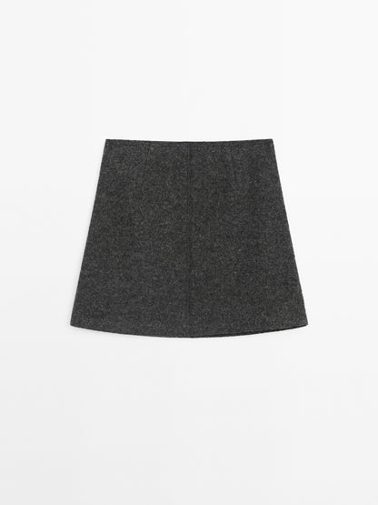 Wool blend mini skirt