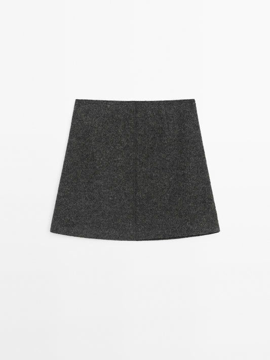 Wool blend mini skirt