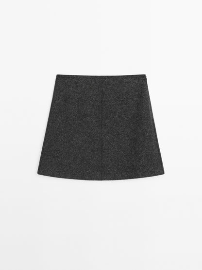 Wool blend mini skirt