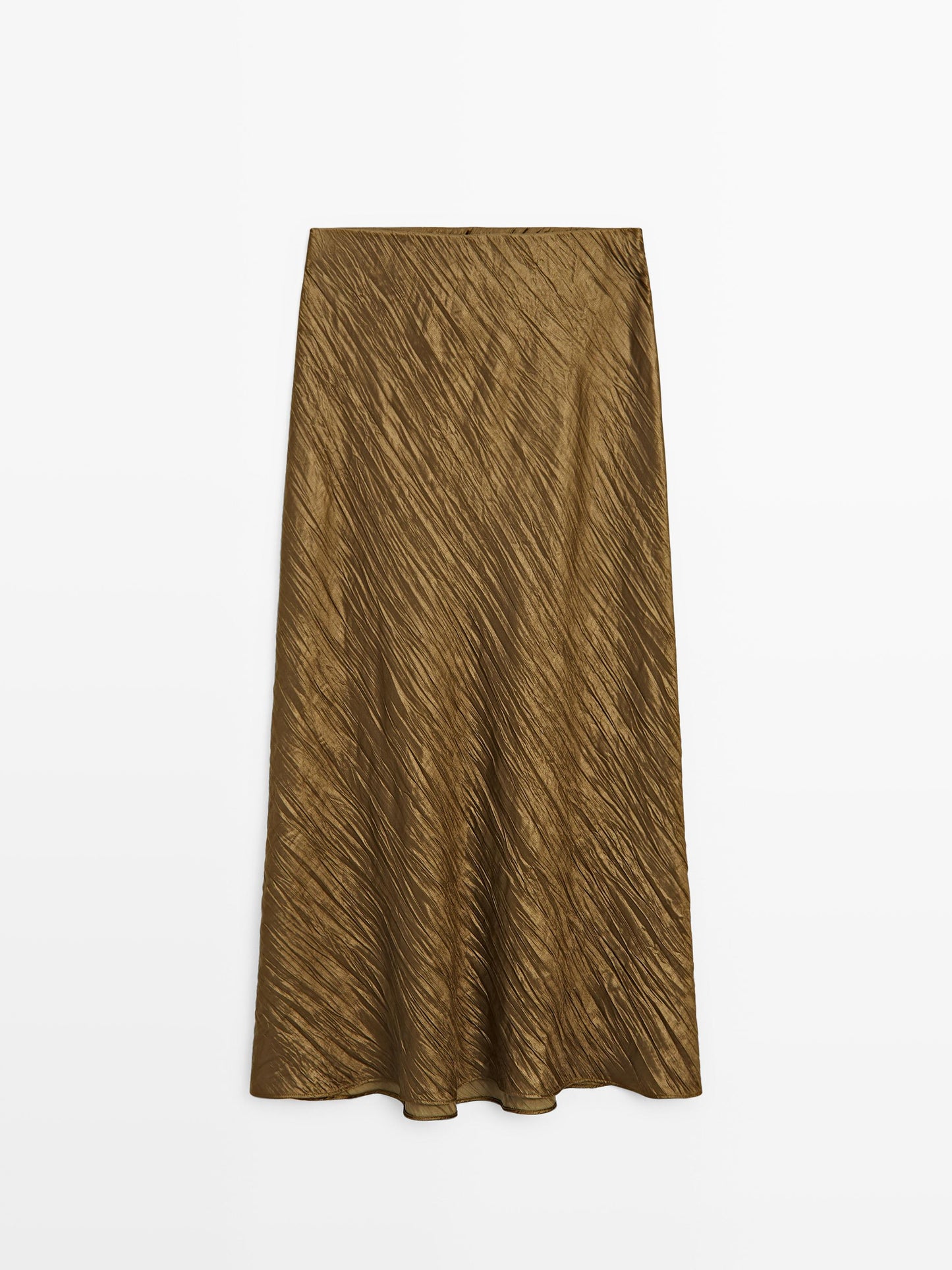 Creased-effect pleated skirt