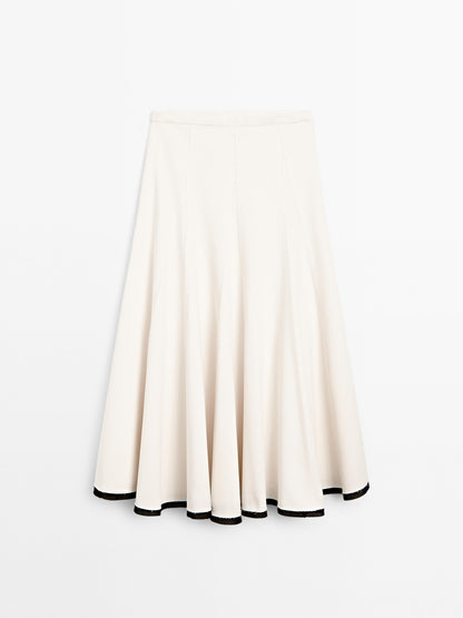 Flounce midi skirt with contrasting detail