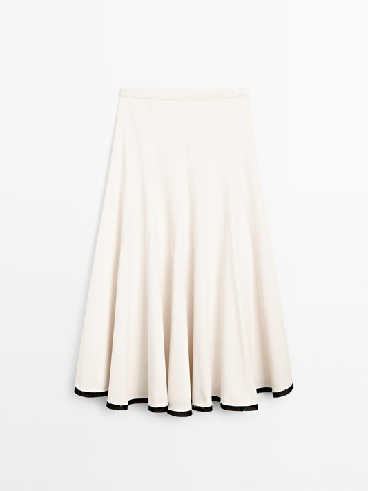 Flounce midi skirt with contrasting detail