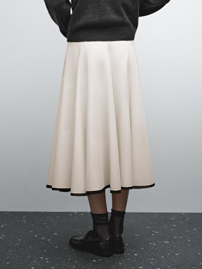 Flounce midi skirt with contrasting detail