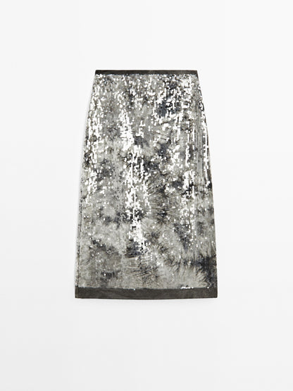 Midi skirt with sequins