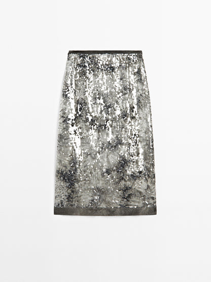 Midi skirt with sequins