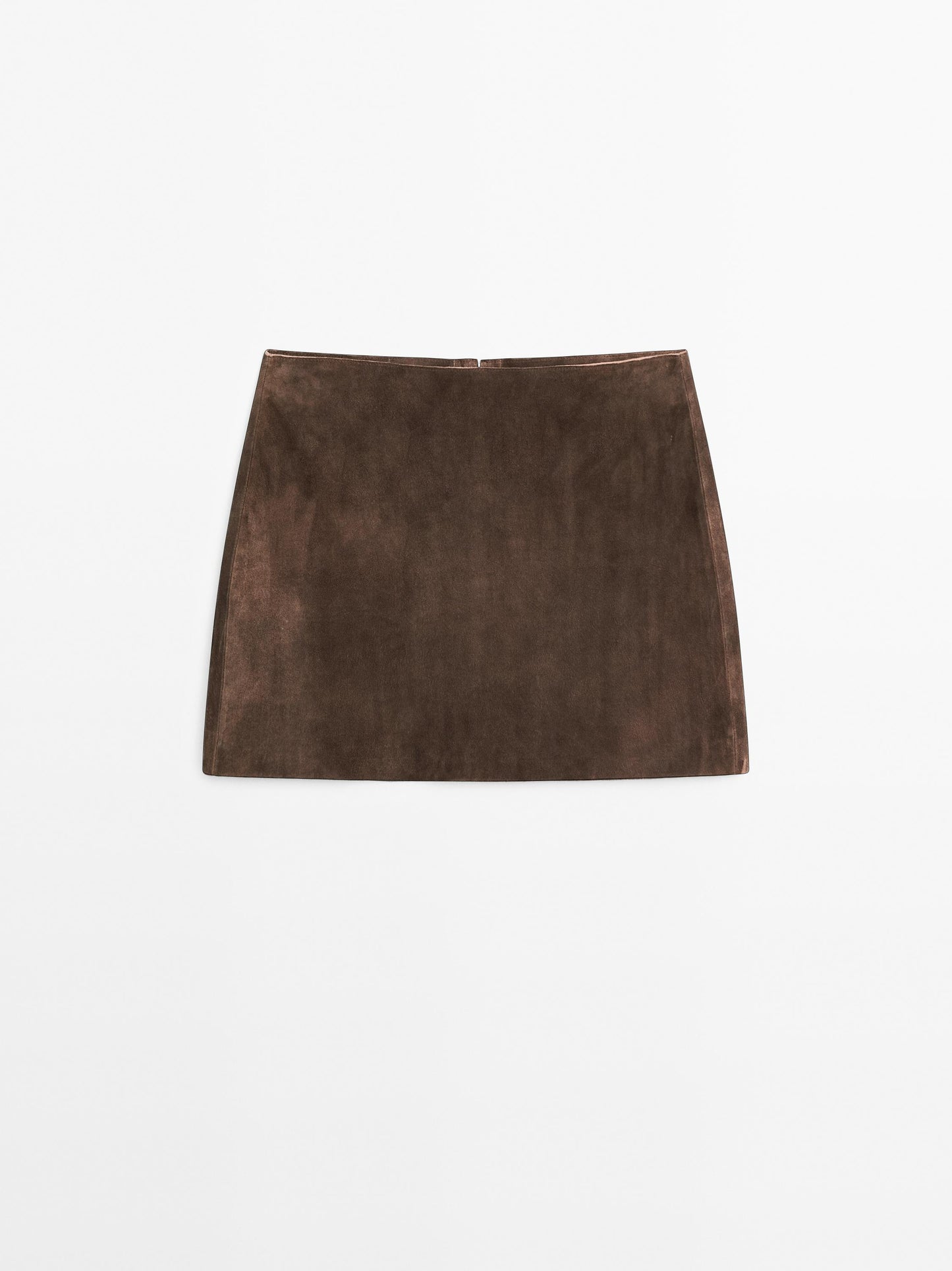 Suede leather mini skirt