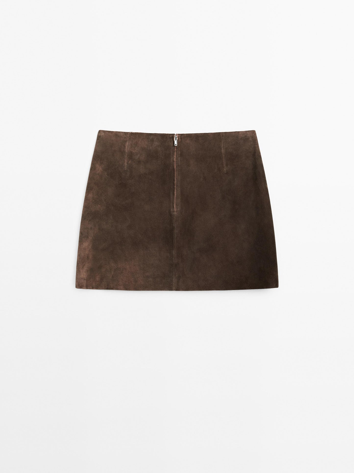 Suede leather mini skirt