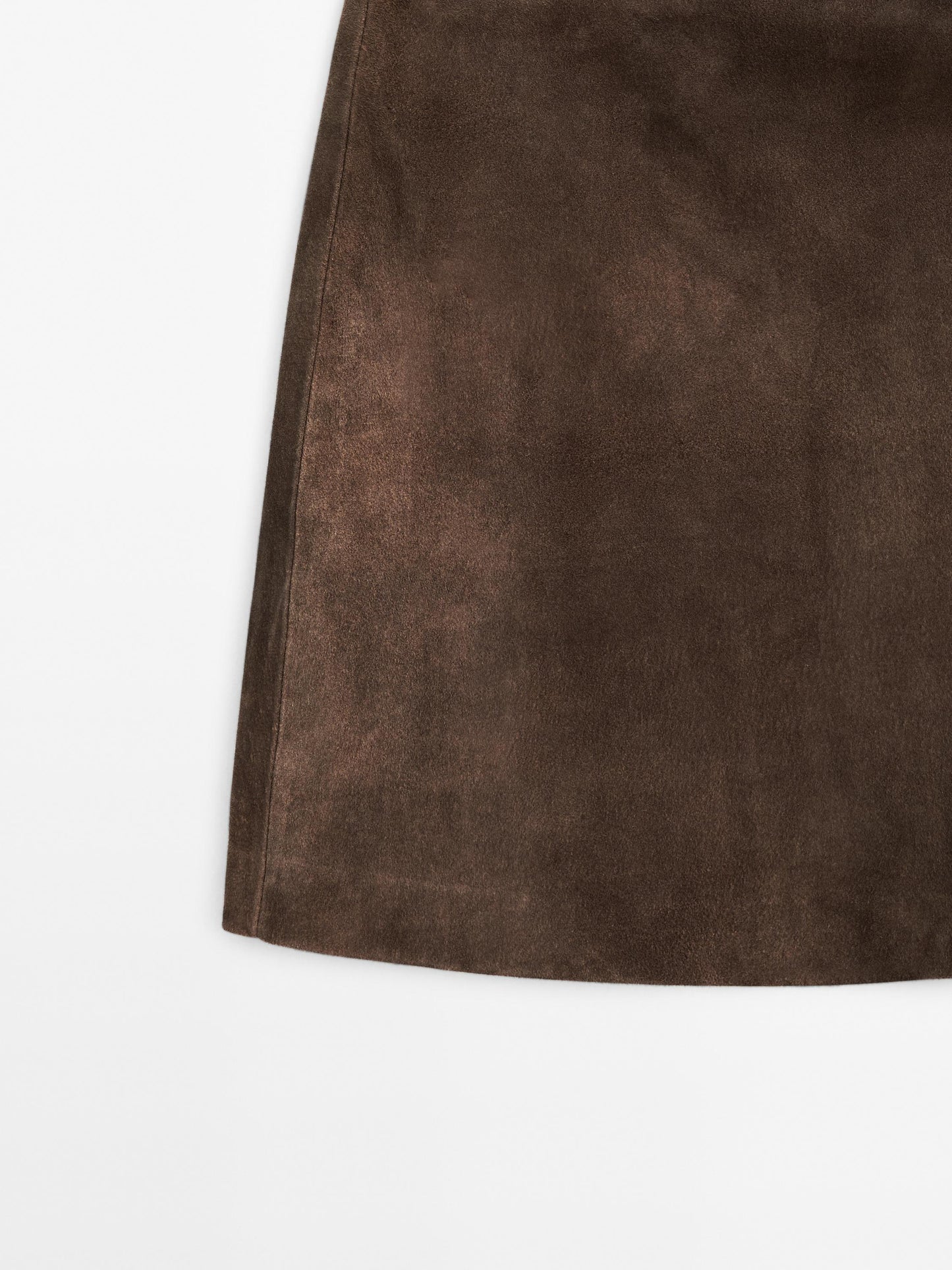 Suede leather mini skirt