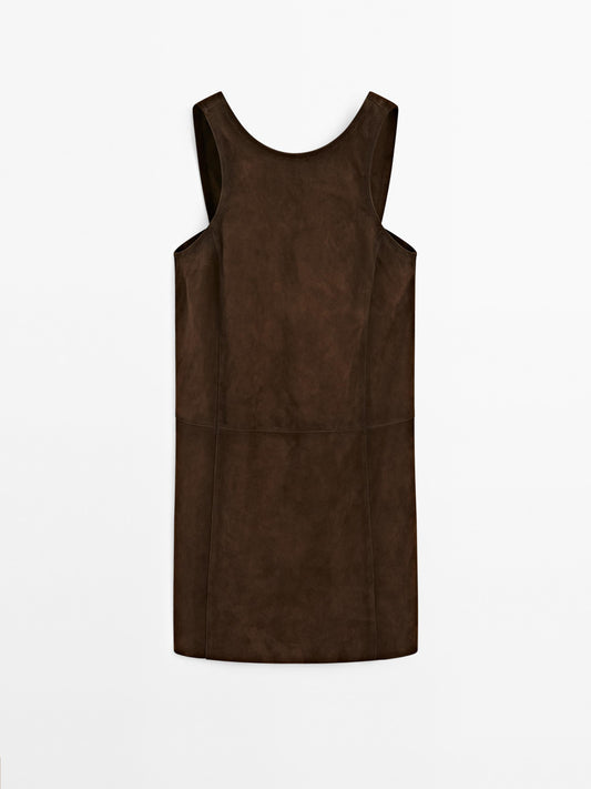 Suede leather mini dress