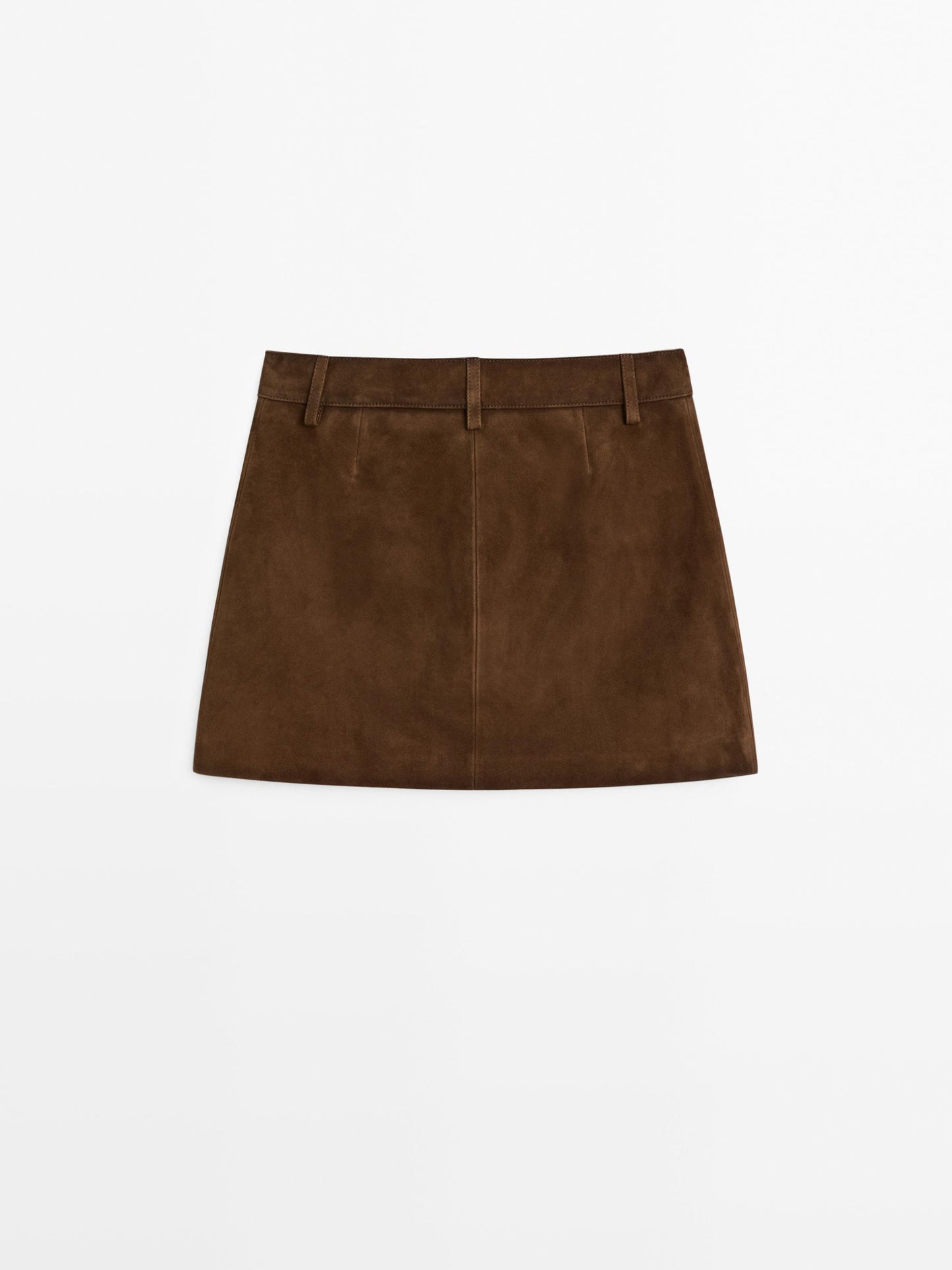 Suede leather mini skirt