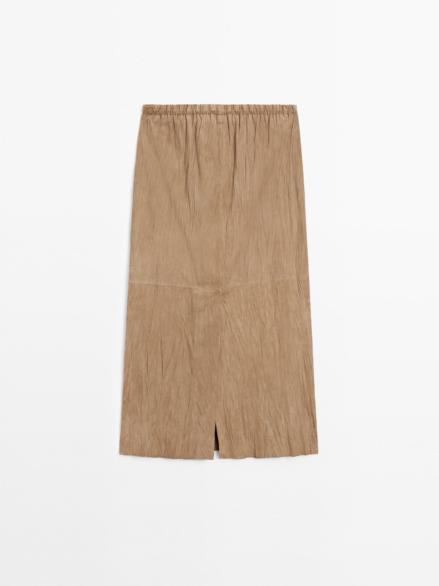 Straight suede leather midi skirt