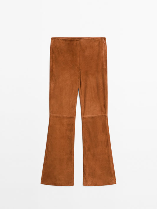 Flared suede leather trousers