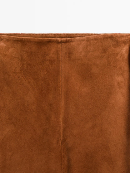 Flared suede leather trousers