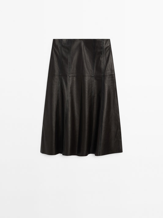 Nappa leather flounce skirt