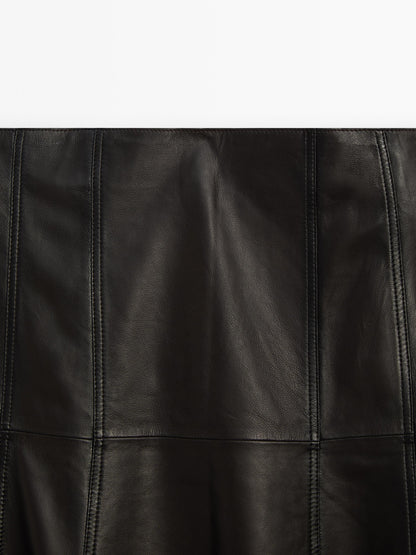 Nappa leather flounce skirt