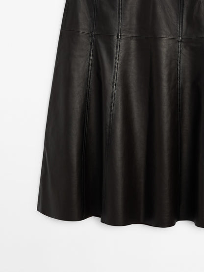 Nappa leather flounce skirt