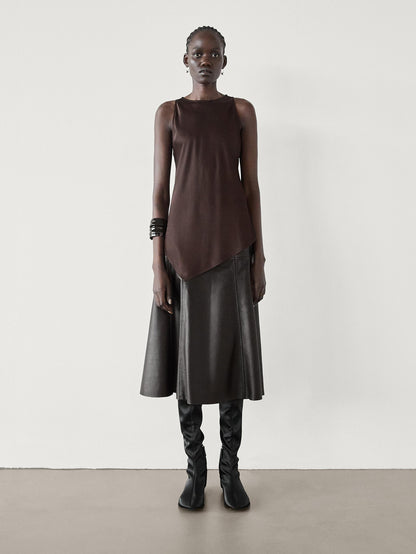 Nappa leather flounce skirt