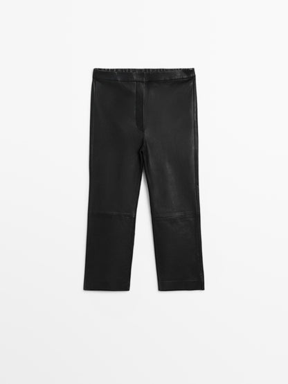 Cropped nappa leather trousers