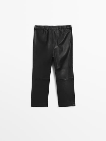 Cropped nappa leather trousers