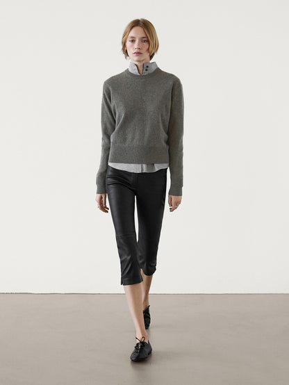 Cropped nappa leather trousers
