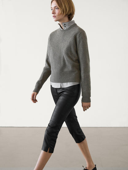 Cropped nappa leather trousers