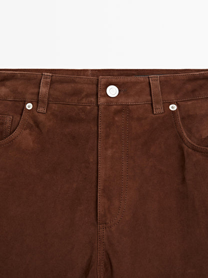 Suede leather trousers