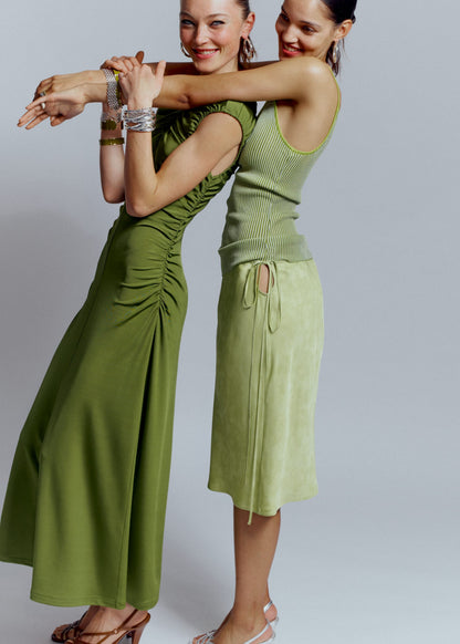 Satin Knee-Length Slip Skirt