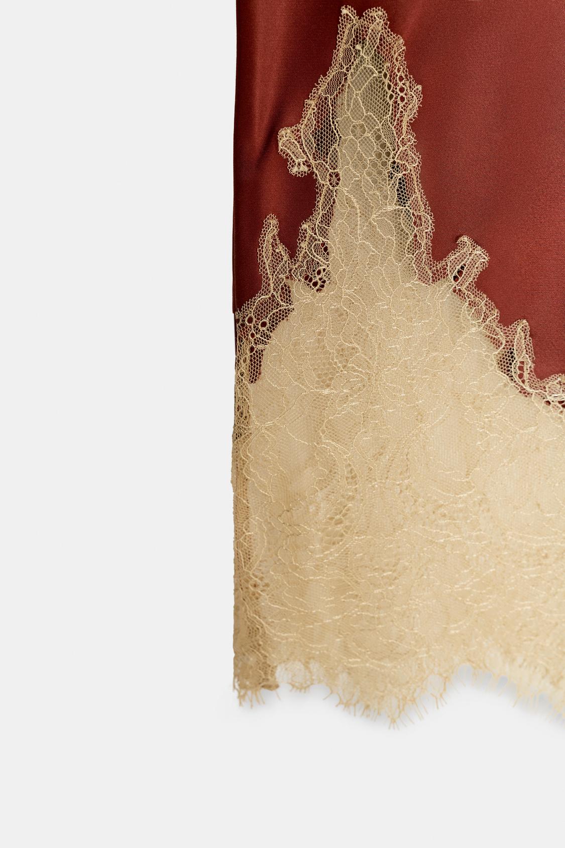 Zw Collection Contrast Lace Satin Skirt