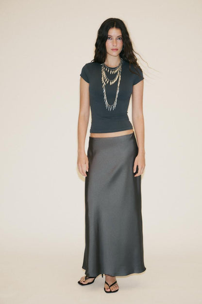 Satin Midi Skirt