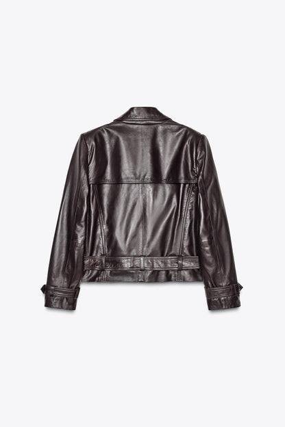 100% leather biker jacket ZW Collection limited edition