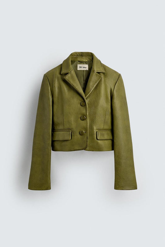 Cropped Fit Leather Blazer Harry Lambert for Zara x Disney