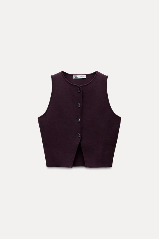 Buttoned Knit Vest Top