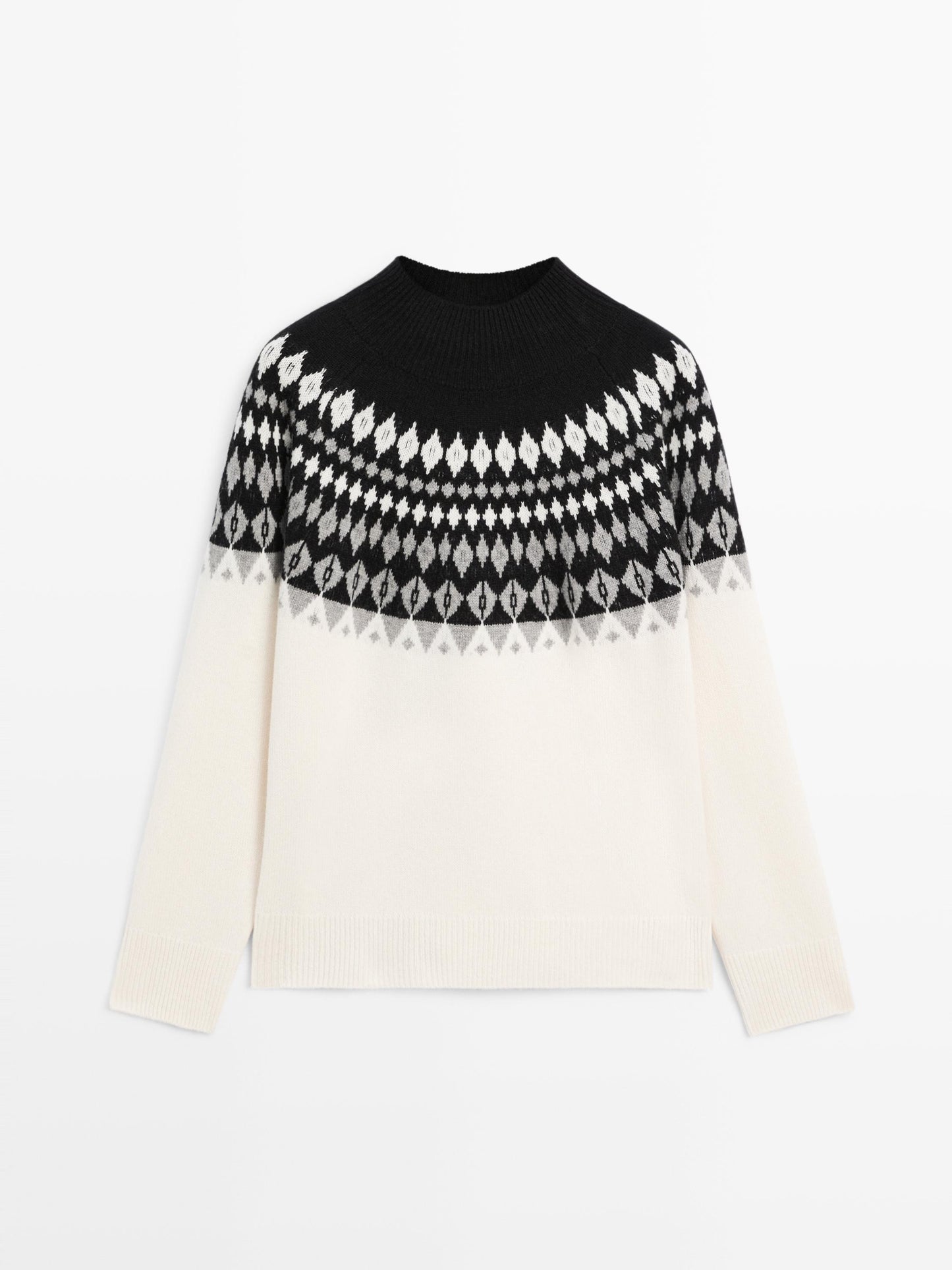 Wool blend jacquard knit sweater