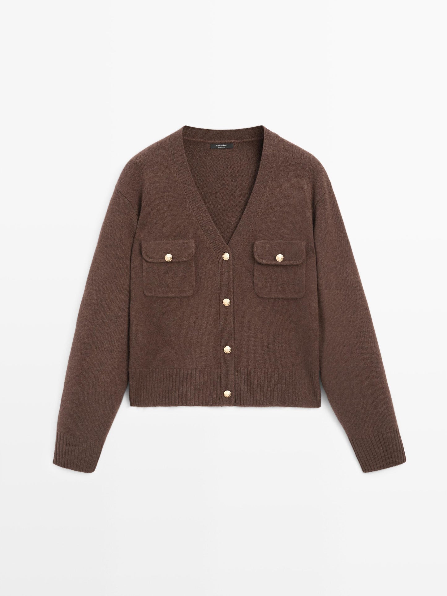V-neck knit cardigan with gold buttons